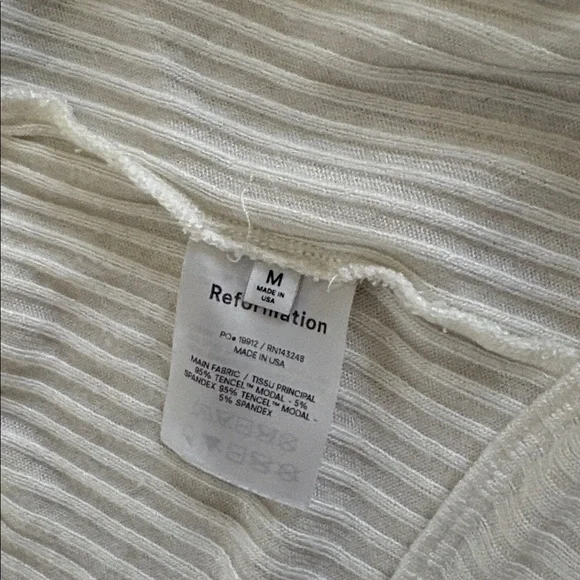 Reformation Petalo Cream Ribbed Wrap Top Sweater M - Picture 3 of 3